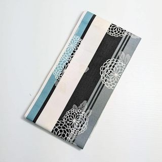 半幅帯 半巾帯 夏帯 浴衣帯 単衣 古典 青 菊 400cm No.16(帯)