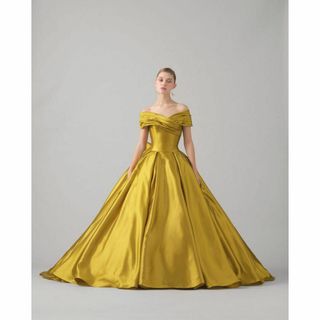 カラードレス イエロー オフショルダー 取り外しリボン