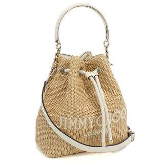 ジミーチュウ(JIMMY CHOO)のJIMMY CHOO ジミーチュウ BON BON BUCKET U カゴバッグ ベージュ系 レディース(かごバッグ/ストローバッグ)