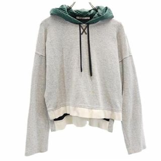 アレキサンダーワン(Alexander Wang)のアレキサンダーワン スウェット パーカー XS グレー×グリーン Alexander Wang レディース(パーカー)