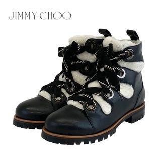 ジミーチュウ(JIMMY CHOO)のジミーチュウ JIMMY CHOO ブーツ ショートブーツ 靴 シューズ レザー ムートン ブラック ホワイト ムートンブーツ レースアップ ボア(ブーツ)