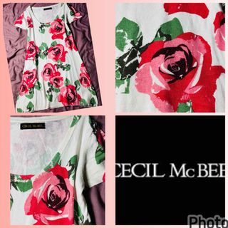 セシルマクビー(CECIL McBEE)のセシルマクビー★スタイル美人★大きな薔薇プリント★ワンピース(ひざ丈ワンピース)