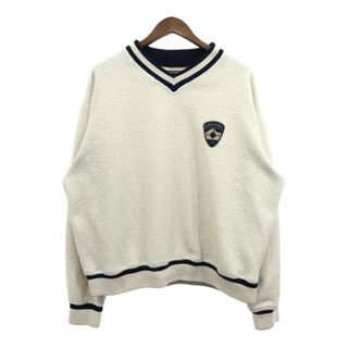 ポロラルフローレン(POLO RALPH LAUREN)のUSA製 POLO SPORT ポロスポーツ チルデン フリース プルオーバー ワンポイント ラルフローレン ホワイト (メンズ XL) 中古 古着 Q8606(その他)