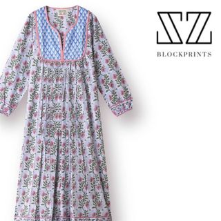 【美品】SZ Blockprints KITTY DRESS MOSS ESSA(ロングワンピース/マキシワンピース)