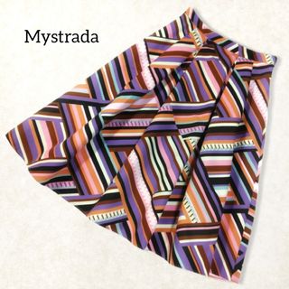 Mystrada - マイストラーダ ✿ カラフル 総柄 フレア スカート 34 XS 膝丈 Aライン