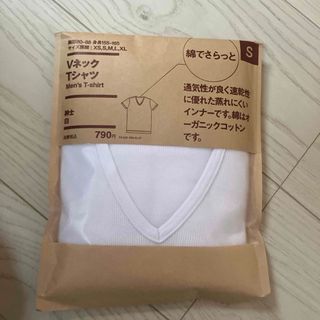 ムジルシリョウヒン(MUJI (無印良品))の無印良品 綿でさらっと VネックTシャツ 紳士 M 白 良品計画　インナーウェア(Tシャツ/カットソー(半袖/袖なし))