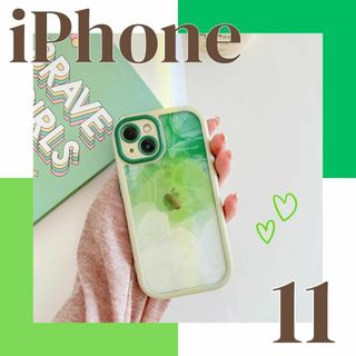 【即日発送】iPhone11 ケース カバー クリア 透け感 水彩アート風(iPhoneケース)