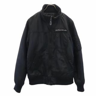 アルファインダストリーズ(ALPHA INDUSTRIES)のアルファインダストリーズ 長袖 中綿ジャケット L ブラック系 ALPHA INDUSTRIES INC 裏キルト ロゴ メンズ(ダウンジャケット)