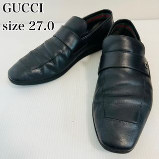 グッチ(Gucci)のGUCCI シェリーライン　Gロゴ　ローファー　レザー　27.0 ブラック　42(ドレス/ビジネス)