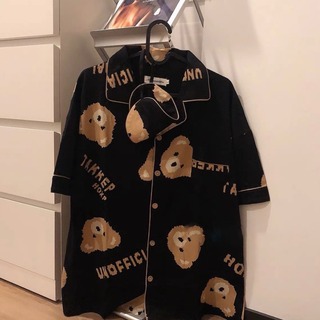 【熊柄】 ルームウェア　レディース　可愛い　パジャマ　半袖　クマ　部屋着　普段着(ルームウェア)