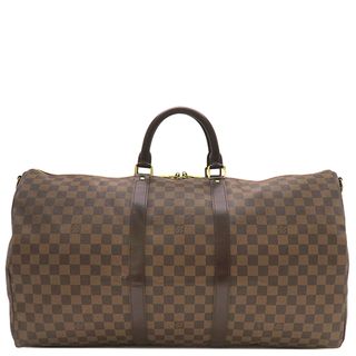 ルイヴィトン(LOUIS VUITTON)のルイヴィトン LOUIS VUITTON ボストンバッグ キーポル バンドリエール 55 ダミエキャンバス ダミエエベヌ ゴールド金具 茶 ポワニエ/パドロック/鍵/欠品  N41414 MB0026 【保存袋】【中古】(ボストンバッグ)