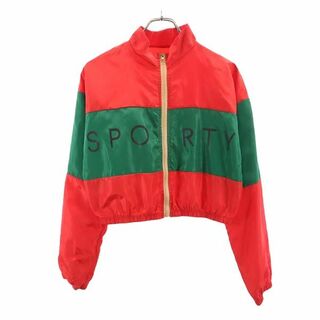 長袖 ショート丈 ジップジャケット XL 赤×緑 レディース(その他)
