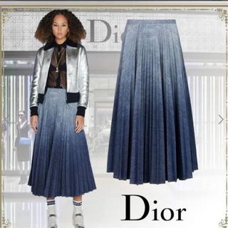 クリスチャンディオール(Christian Dior)のChristian Dior 2021 ロング デニム プリーツ スカート (ロングスカート)