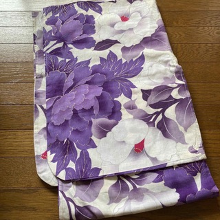 浴衣単品　白×紫(浴衣)
