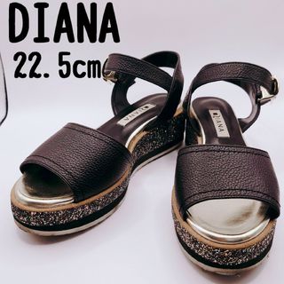 DIANA - 【美品】DIANA　ダイアナ　黒　ブラック　グリッター　サンダル　22.5cm