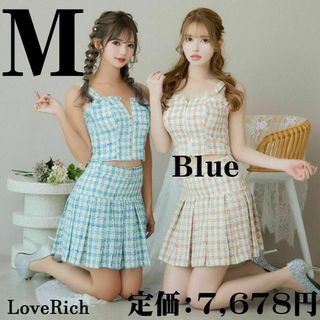 ジュエルズ(JEWELS)のLoveRich ツイード セットアップ キャバドレス M ブルー(ミニドレス)