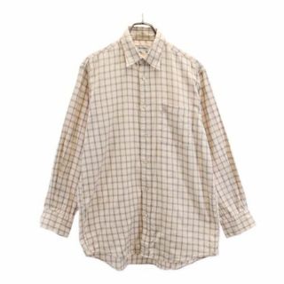 バーバリー(BURBERRY)のバーバリーズ 90s 三陽商会 日本製　オールド チェック柄 長袖 シャツ MA ベージュ系 Burberrys ロゴ刺繍 メンズ(シャツ)