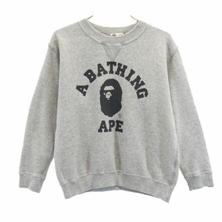 ベイビーマイロ 日本製 プリント 長袖 スウェット 130 グレー BABY MILO A BATHING APEトレーナー キッズ(その他)