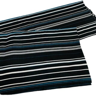 浴衣フリーサイズFサイズFREE SIZEストライプ縦縞シンプル綿100%水色黒(浴衣)