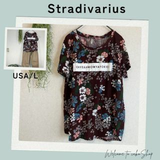 ストラディバリウス(stradivarius)の美品》ストラディバリウス　Stradivarius  花柄　プリント　Tシャツ(Tシャツ(半袖/袖なし))