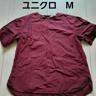ユニクロ(UNIQLO)のユニクロ　半袖シャツ　ワインレッド　M(Tシャツ(半袖/袖なし))