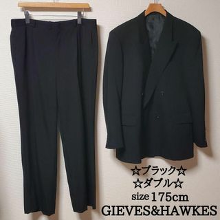 ギーブスアンドホークス(GIEVES & HAWKES)のギーブスアンドホークス　メンズ　スーツ　セットアップ　ダブル　無地　ブラック(セットアップ)