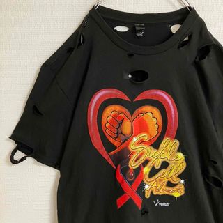 雰囲気古着ダメージオーバーサイズボロTシャツtシャツteeグランジgrunge黒(Tシャツ/カットソー(半袖/袖なし))