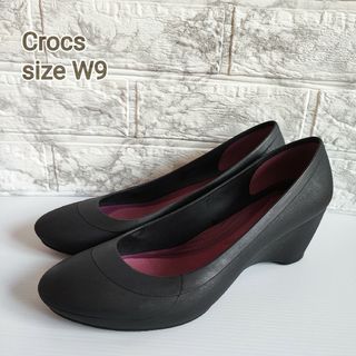 Crocs デュアルコンフォート リナウェッジ パンプス W9 25cm 黒