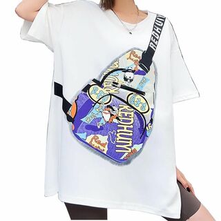 半袖 オーバーサイズ ボディーバッグ プリント ポケット Tシャツ【ホワイト】(Tシャツ(半袖/袖なし))