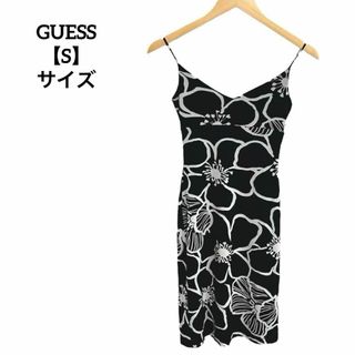 ゲス(GUESS)のH201 GUESS ゲス キャミソールワンピース S ブラック 花柄(ロングワンピース/マキシワンピース)