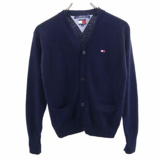 トミーヒルフィガー(TOMMY HILFIGER)のトミーヒルフィガー 90s オールド フラッグタグ 長袖 Vネック ウール ニット カーディガン S ネイビー TOMMY HILFIGER メンズ(カーディガン)