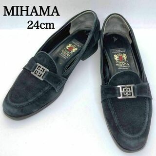 MIHAMA パンプス ヒール スエード ビジュー バックル ブラック 24cm(ハイヒール/パンプス)