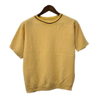 70年代 ラインリブ 半袖Ｔシャツ ヴィンテージ シングルステッチ イエロー (メンズ L相当) 中古 古着 Q8572(Tシャツ/カットソー(半袖/袖なし))