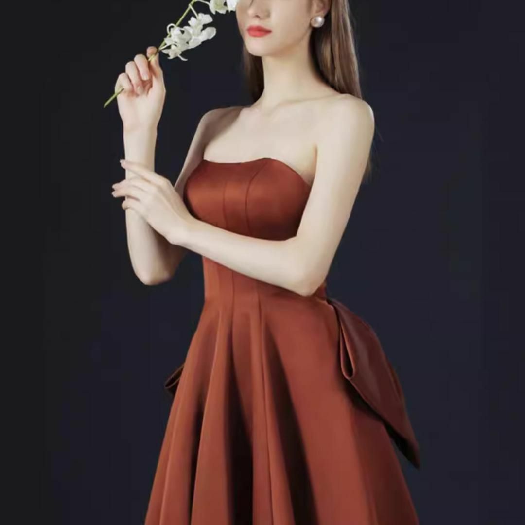パーティードレス 前撮り レッド 結婚式 ウェディング 韓国 ウィディングドレス赤レッド前撮りウエディング
