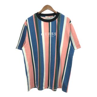 GUESS JEANS ゲスジーンズ 半袖Ｔシャツ ストライプ マルチカラー (メンズ XL) 中古 古着 Q8556(Tシャツ/カットソー(半袖/袖なし))