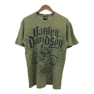 Harley Davidson - HARLEY DAVIDSON ハーレーダビッドソン 半袖Ｔシャツ バイク モーターサイクル カーキ (メンズ M) 中古 古着 Q8552