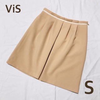 ヴィス(ViS)のViS ビス　ウエストリボンコクーンスカート　淡色　オフィスコーデ　ベージュ(ひざ丈スカート)