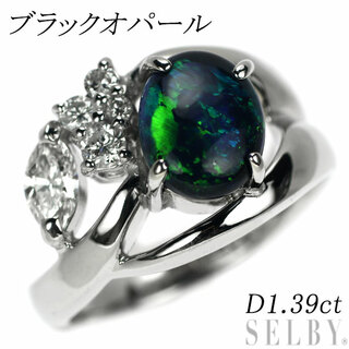 Pt900 ブラックオパール ダイヤモンド リング 1.39ct(リング(指輪))