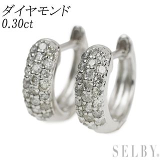 K18WG ダイヤモンド ピアス 0.30ct フープ パヴェ(ピアス)