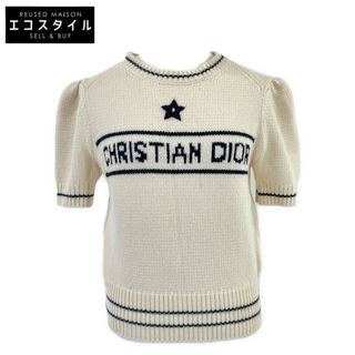 クリスチャンディオール(Christian Dior)のクリスチャンディオール 【美品/国内正規】154S09AM305 ロゴ入り ウール x カシミヤ ショートスリーブ ニットセーター/ F：36(ニット/セーター)