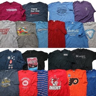 古着卸 まとめ売り カラーmix プリント 半袖Tシャツ 20枚セット (メンズ 2XL )  カレッジ風 プロチーム NHL ボーダー MT3695(その他)