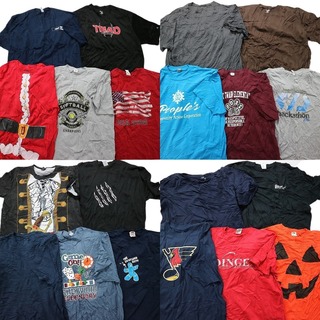 古着卸 まとめ売り カラーmix プリント 半袖Tシャツ 20枚セット (メンズ 2XL ) カジュアル ワンポイント カレッジ風 プロチーム NHL MT3694(その他)