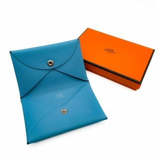 エルメス(Hermes)の【新品に近い】箱付！エルメス カルヴィ マダム ブルードノール カードケース(名刺入れ/定期入れ)