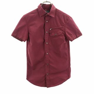 アルマーニエクスチェンジ(ARMANI EXCHANGE)のアルマーニエクスチェンジ 半袖 コットンシャツ XS レッド系 ARMANI EXCHANGE メンズ(シャツ)