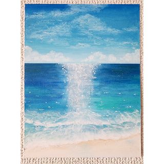 風景画　海　海の絵　夏　アート　パステル画　海景色　オイルパステル　自然風景画(絵画/タペストリー)