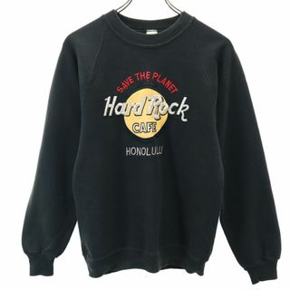 ハードロックカフェ(Hard Rock CAFE)のハードロックカフェ 90s USA製 オールド 刺繍 長袖 スウェット トレーナー S ブラック HARD ROCK CAFE 裏起毛 メンズ(スウェット)