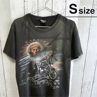 ヴィンテージ(VINTAGE)のUSA古着　Vintage　Tシャツ　S　グレー　インディアン　イーグル　バイク(Tシャツ/カットソー(半袖/袖なし))