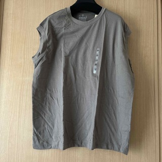 ムジルシリョウヒン(MUJI (無印良品))の無印　スリーブレスTシャツ　タンクトップ　X X L   新品　カーキベージュ(Tシャツ(半袖/袖なし))