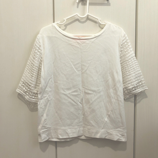 夏に！さわやか袖レースカットソー♡白　ホワイト(カットソー(半袖/袖なし))