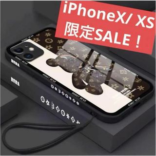 くま iPhone X XS ケース　ストラップ付き ［ブラウン(iPhoneケース)